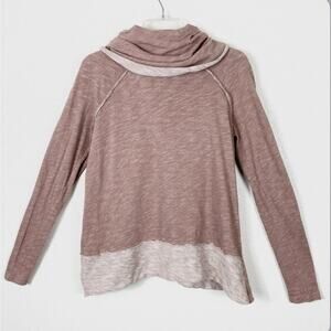 Free People FP Beach Sweater Womens Mauve Long Sleeve Cowl Neck Pullover Measure